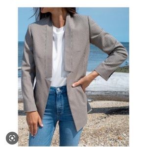 AYR The Coup Blazer in Check Please Brown Cream Size 0